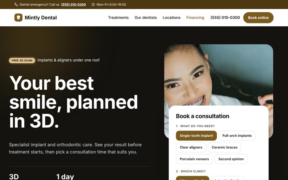 Implants and orthodontics demo homepage